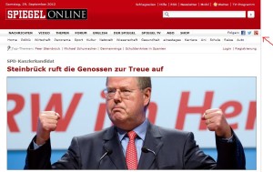 Kostenloses Online Marketing Follow Buttons oben rechts auf spiegel.de